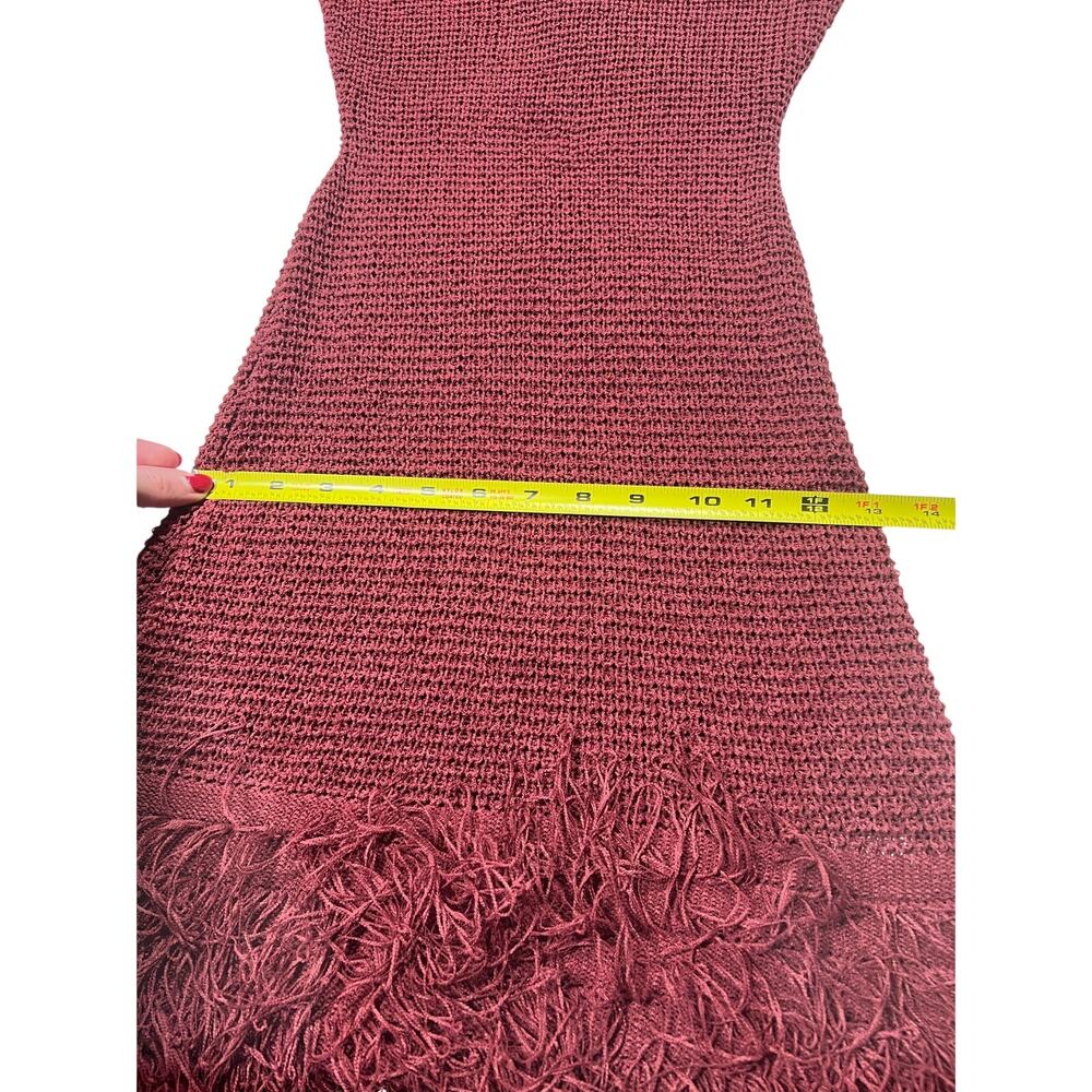 Allyson Red Knit Fringe Hem Dress Size S/M NWT | Long Sleeve Bodycon Textured - Picture 7 of 10